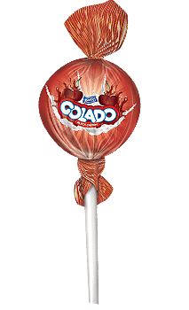 golado, red cherry flavoured lollipop, center filled lollipop