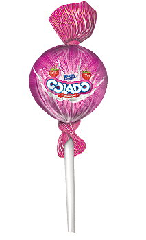 golado, strawberry flavoured lollipop, center filled lollipop